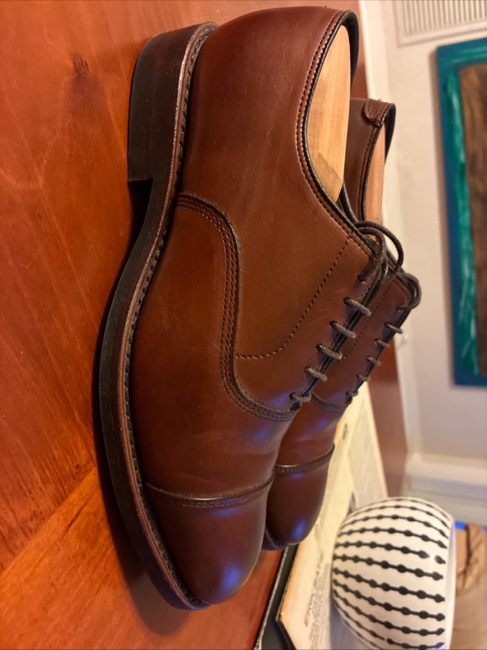 Allen Edmonds Men’s Park Avenue Chili Captoe Oxfords Dainite Soles US7E - Picture 4 of 9